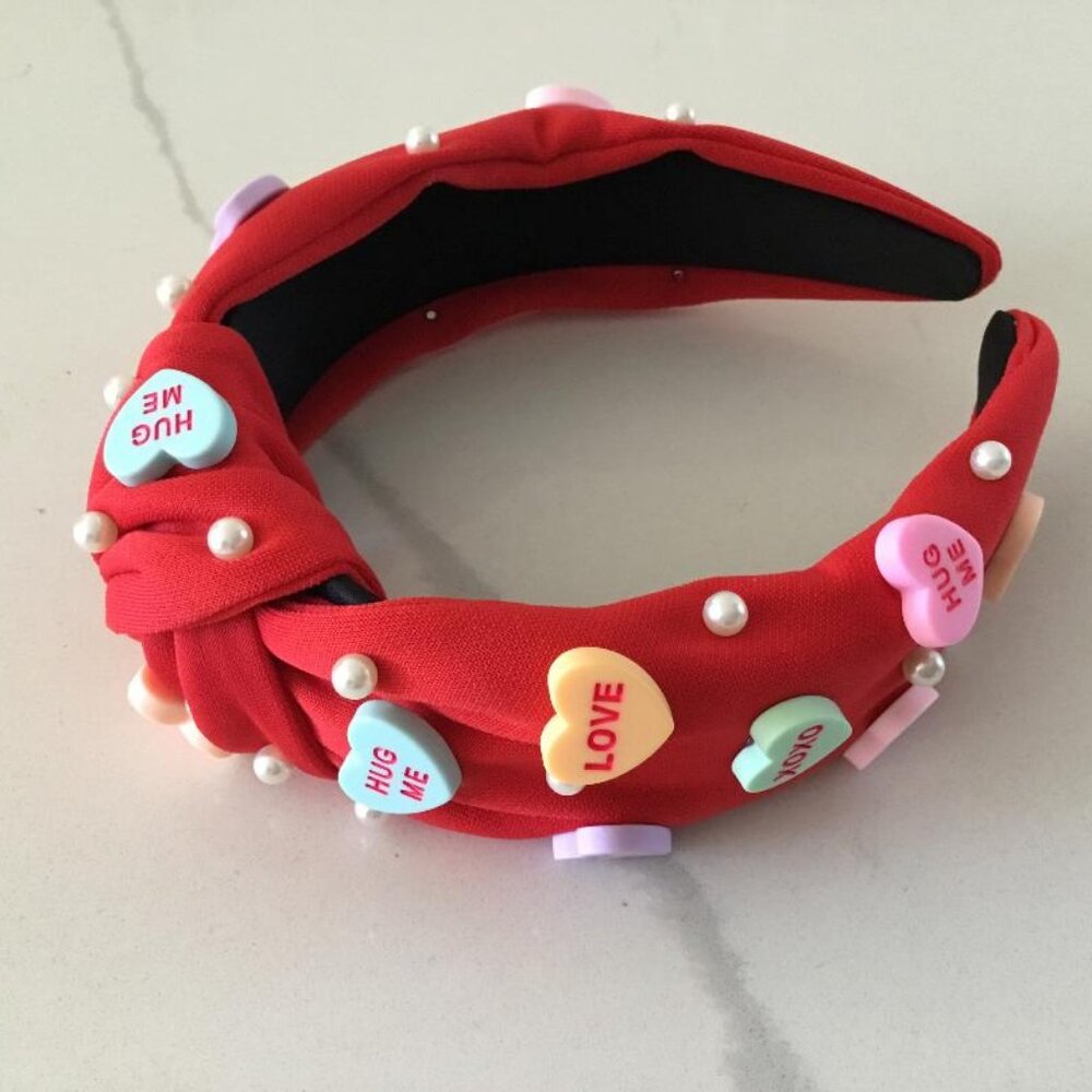 Birthday Headband Adorned with Conversation Hearts & Pearls NEW
